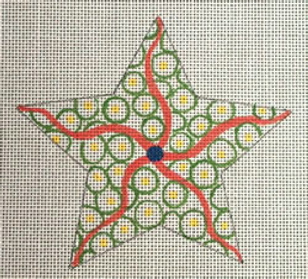 Ann Wheat Pace 302A Starfish 18 Mesh 4.5" x 4.5" Green/Coral/White