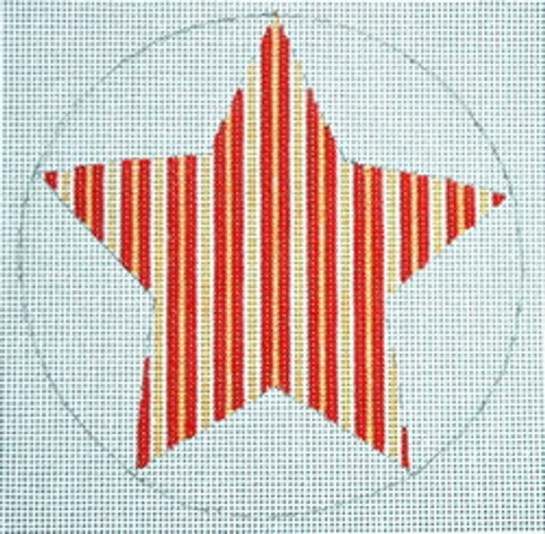 Ann Wheat Pace 303D Striped Star18 Mesh 4.5" x 4.5"  Red/Gold/White