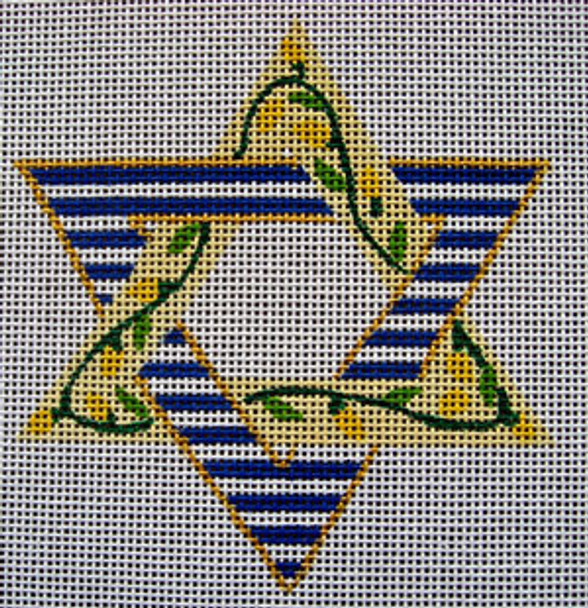 Ann Wheat Pace 350H STAR OF DAVID 18 Mesh 4" x 4" Vine and Stripes 