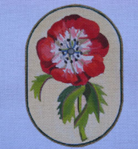 Ann Wheat Pace 718A 18 Mesh Red Flowers 4.25" x 6.25" Anemone