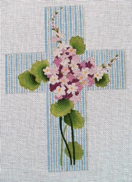 Ann Wheat Pace 101AI  Large Cross 18 Mesh 6.75"x 9" Lilacs With Stitch Guide