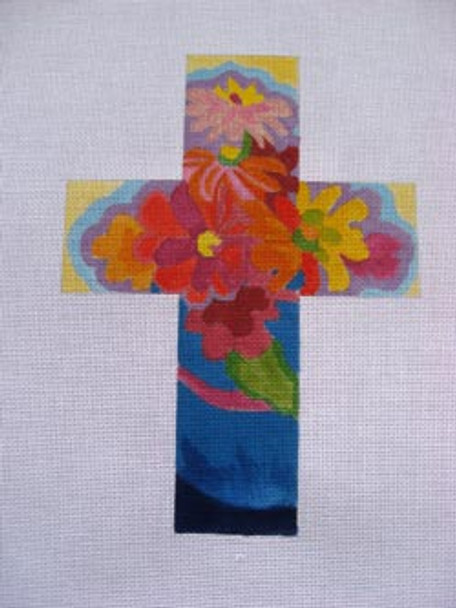 Ann Wheat Pace 101AP Large Cross 18 Mesh 6.75"x 9" Walters Zinnias With Stitch Guide