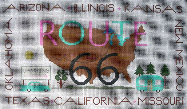 EWE-495 Route 66 Little House Needleworks 10 1/2 x 6 18 Mesh Ewe And Ewe 