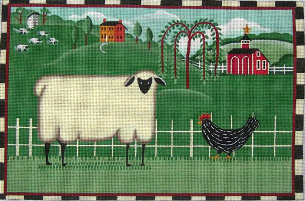 EWE-258 Folk Farm Scene@ Karen Cruden 12x9 18M Ewe And Eye