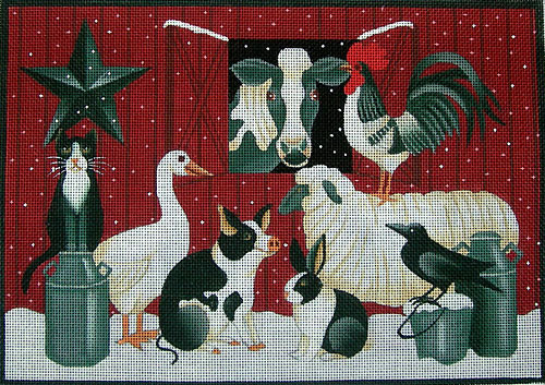 EWE-316 Winter Barn Scene@Stephanie Stoufrer/Ruth Levison Designs Ewe And Ewe 
