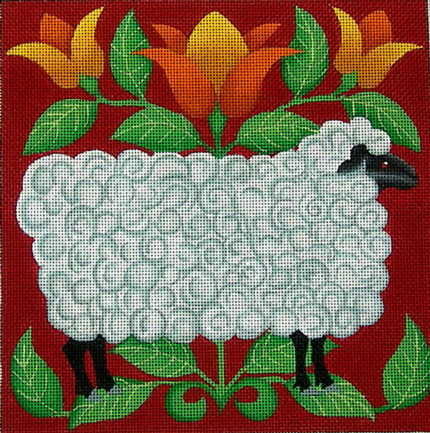 EWE-320  Folk Ewe@stephanie Stouffer/Ruth"Levison Designs  8 x 8 18 Mesh Ewe And Ewe 