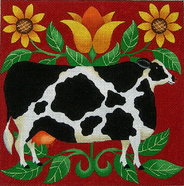 EWE-321 Folk Cow@stephanie Stouffer/Ruth Levison Designs 8 x 8 Mesh  Ewe And Ewe 