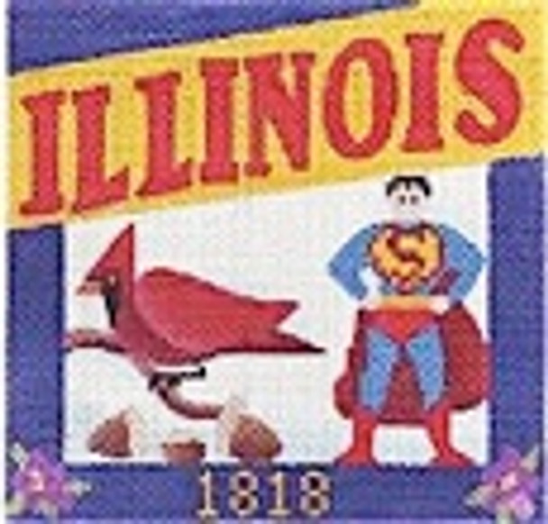 DD-317 Illinois Postcard DENISE DeRUSHA DESIGNS  4 1/2 x 4 1/2 18 Mesh