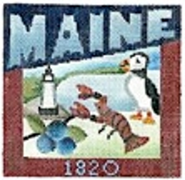 DD-322 Maine Postcard DENISE DeRUSHA DESIGNS 4 1/2 x 4 1/2 18 Mesh