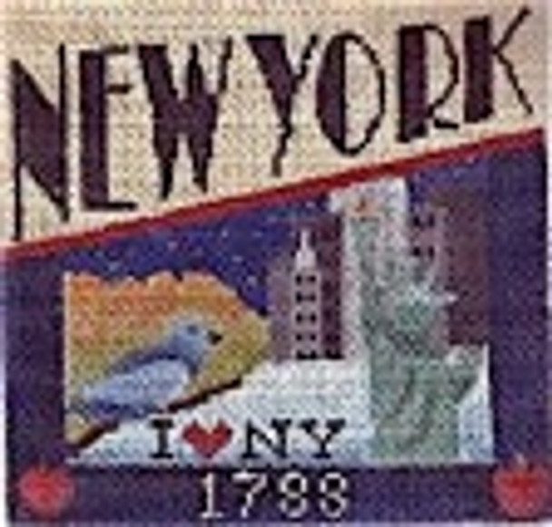 DD-333 New York Postcard DENISE DeRUSHA DESIGNS 4 1/2 x 4 1/2 18 Mesh