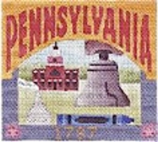 DD-338 Pennsylvania Postcard DENISE DeRUSHA DESIGNS 4 1/2 x 4 1/2 18 Mesh 