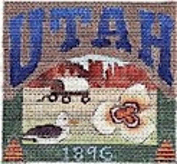 DD-343 Utah Postcard DENISE DeRUSHA DESIGNS 4 1/2 x 4 1/2 18 Mesh