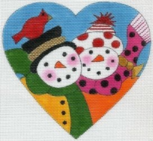 MH2721 Snow Couple Heart  5.5 x 5.25 18 Mesh Mile High Princess Designs