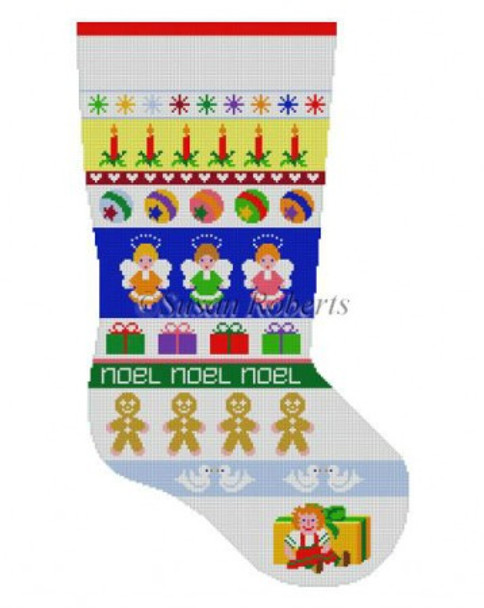 0102 Angel Stripe, stocking 13 Mesh Susan Roberts Needlepoint 19" h