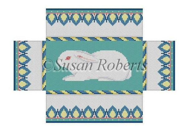 0379 White Rabbit. brick cover 13 Santa Face. brick cover 13 Mesh 8 1/2" x 4 1/2" x 2 3/4" Susan Roberts Needlepoint