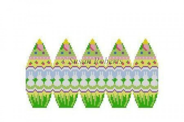 0401 Bunny Row, 3D stand-up egg #18 Mesh 2" x 3" Susan Roberts Needlepoint 