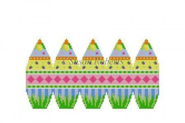 0404 Diamond Bands, 3D stand-up egg 18 Mesh 2" x 3" Susan Roberts Needlepoint 