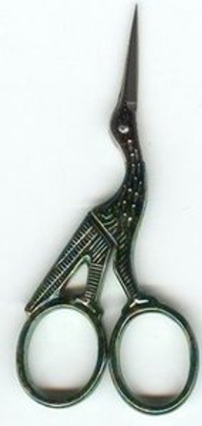 Premax PX1254 Stork Stork Embroidery; Green colors handle, nickel plated carbon steel; 3.5"Scissors