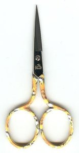Premax PX1312 Yellow floral handle, nickel plated carbon steel; 3.5" Scissors