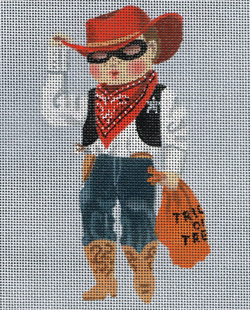 5202 Leigh Designs Cowboy Bobby  5" x 6" 18 Mesh Lil Goblin Trick or Treater