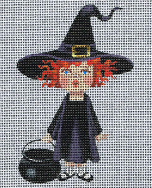 5203 Leigh Designs Witchie Annie   5" x 6" 18 Mesh Lil Goblin Trick or Treater