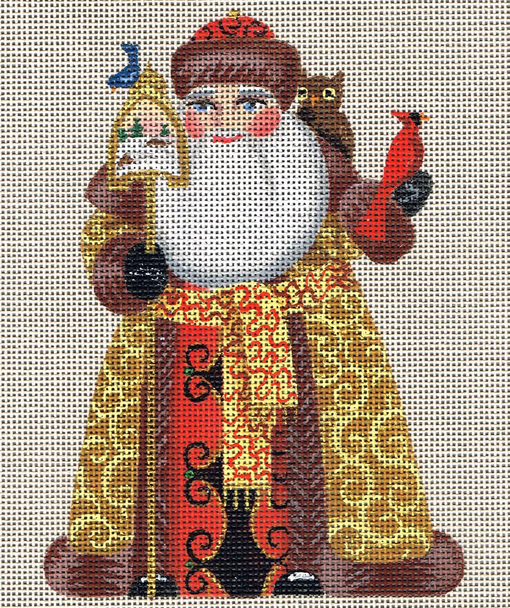 8330 Birdland Santa 5" x 6" 18 Mesh Leigh Designs  Russian Santa Canvas Only IInquire If Stitch Guide Is Available