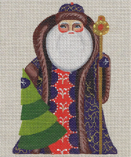 8331 Forever Green Santa 5" x 6" 18 Mesh Leigh Designs  Russian Santa Canvas Only Inquire If Stitch Guide Is Available