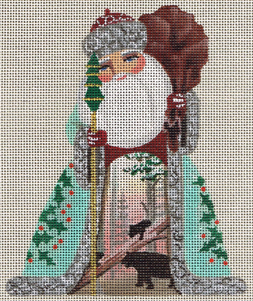 8335 Bearing Gifts Santa 5" x 6" 18 Mesh Leigh Designs  Russian Santa Canvas Only Inquire If Stitch Guide Is Available