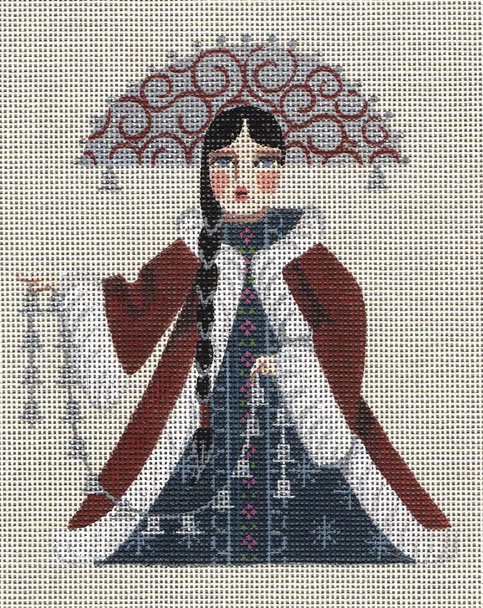 8343 Silver Bells 5" x 6" 18 Mesh Leigh Designs WINTER MAIDEN Canvas Only Inquire If Stitch Guide Is Available
