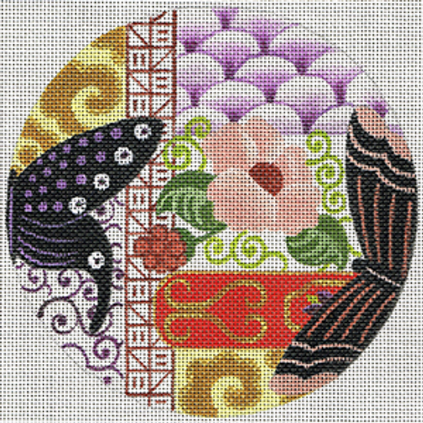 6294 Leigh Designs Beckoning Butterflies 6" x 6" 18 Mesh Imari Coaster