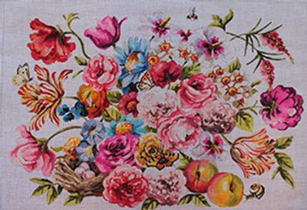 FF305 Florals with birds nest 22x15 13M  Colors of Praise 