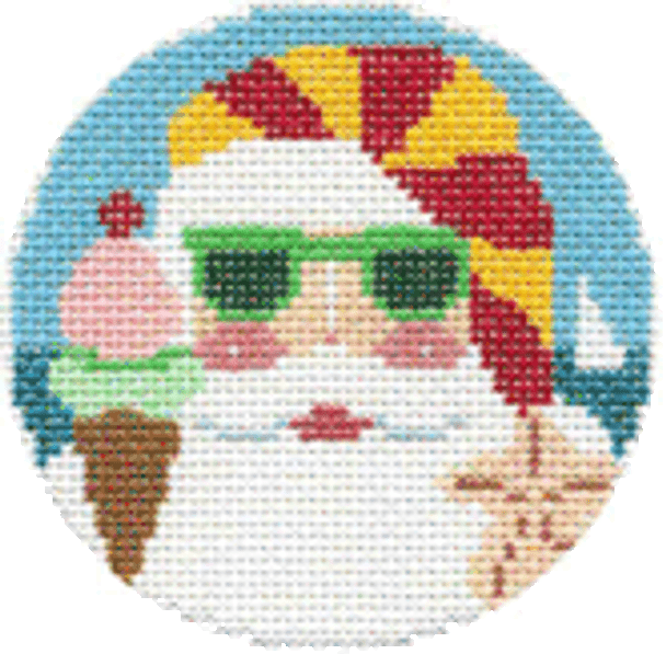 BG08 August Santa 4" Round Shelly Tribbey Designs 13 Mesh
