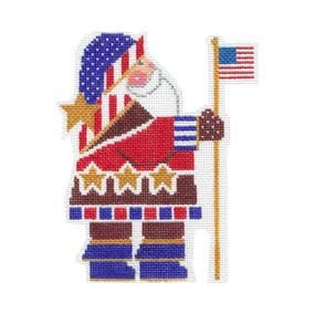 Folk Santa C816 Patriotic Shelly Tribbey Designs 4.5 X 5.75 18 Mesh