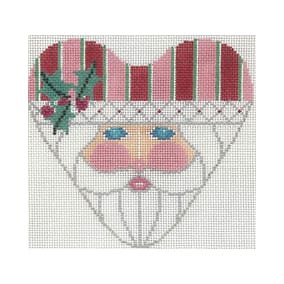 Christmas Ornament C404 Holly Heart Santa 5X5 18 Mesh Shelly Tribbey Designs