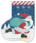 Christmas Mini-Sock C697 Skating Santa Shelly Tribbey Designs 4X5 18 Mesh