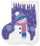 Christmas Mini-Sock C575 Purple Snowman 4X5 18 Mesh Shelly Tribbey Designs