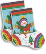 MC09 Knitted Snowman Shelly Tribbey Designs Stocking 9” Tall 18 Mesh