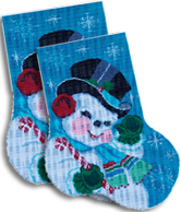 MC22B Retro Snowman Shelly Tribbey Designs Stocking 15 |1/2" tall with cuff Space For Name 13 Mesh