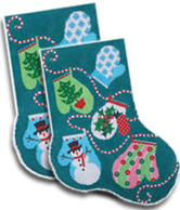 Christmas Big Sock MC27B Christmas Mittens Shelly Tribbey Designs Stocking 15 1/2" tall with cuff Space For Name 13 Mesh