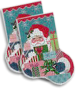 Christmas Big Sock MC30B Gift Giving Santa Shelly Tribbey Designs Stocking 15 1/2" tall with cuff Space For Name 13 Mesh