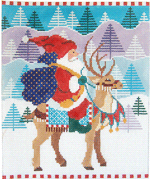 Christmas Larger Design C312 Santa's Journey  Shelly Tribbey Designs 6.5X7.75 18 Mesh