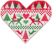 Christmas Larger Design C327 Christmas Heart Shelly Tribbey Designs 7.25X6  18 Mesh