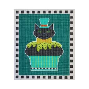 Halloween H312 Black Cat Cupcake 6X7 18 Mesh Shelly Tribbey Designs