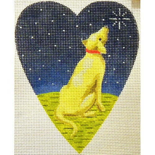 KB 261 Kirk And Bradley Designs 5.25" x 4.25" 18 Mesh Midnight Golden Labrador Heart