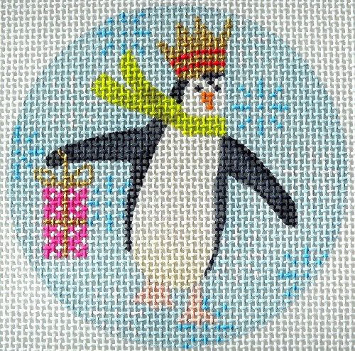 KB 312 Kirk And Bradley Designs 4" Round 13 Mesh Penguin Xmas Circle Pink