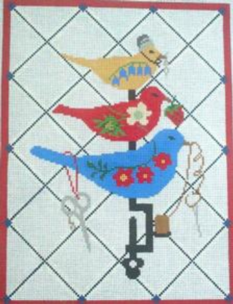 LO103 Sewing Birds 9.5 x 12.5  13 Mesh Birds Of A Feather 