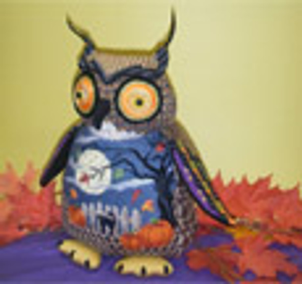 833 Halloween Hooter10"h  Tapestry Fair Designs 18  Mesh With stitch Guide Canvas Only Shown Finished