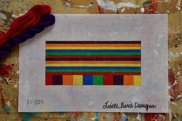 EG-009 Stripes and Squares  Little Bird Designs 18 Mesh  3.5″ x 7″ Canvas Only