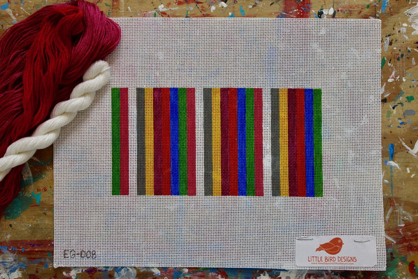 EG-008 Colorful Stripe 1 Little Bird Designs 18 Mesh  3.5″ x 7″ Canvas Only