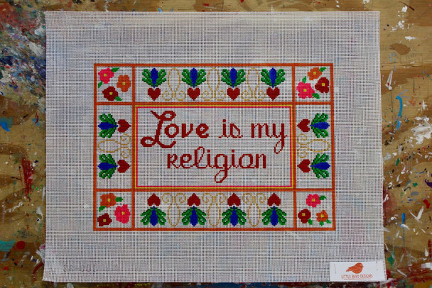 SA-001 Love is My Religion Little Bird Designs 13 Mesh 9″ x 13″